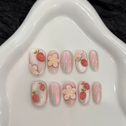 3D Flower Strawberry Nail