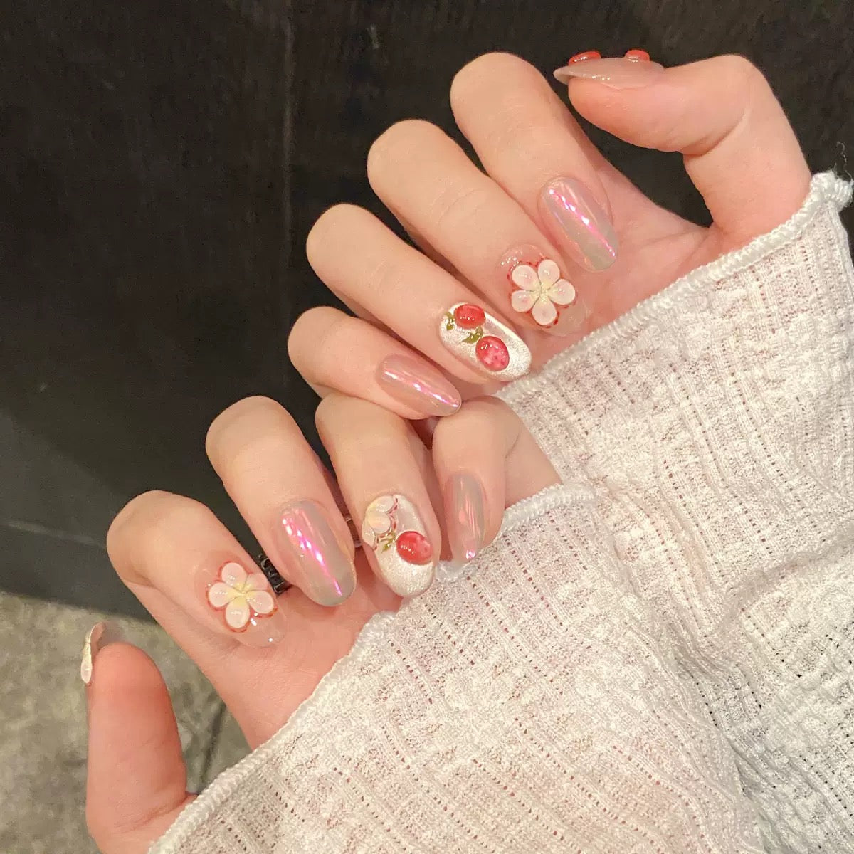 3D Flower Strawberry Nail