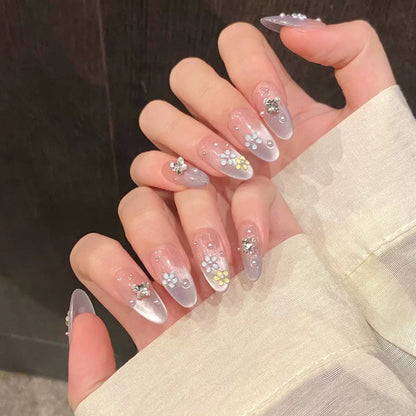 Floral Grey French Nail