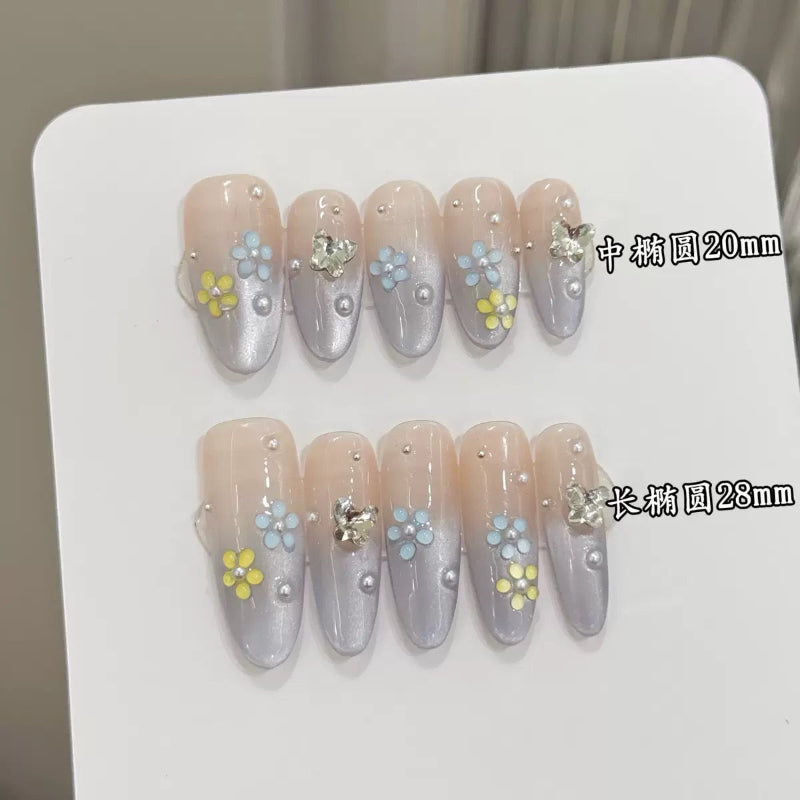 Floral Grey French Nail