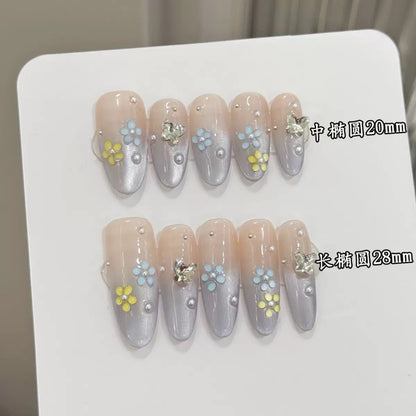 Floral Grey French Nail