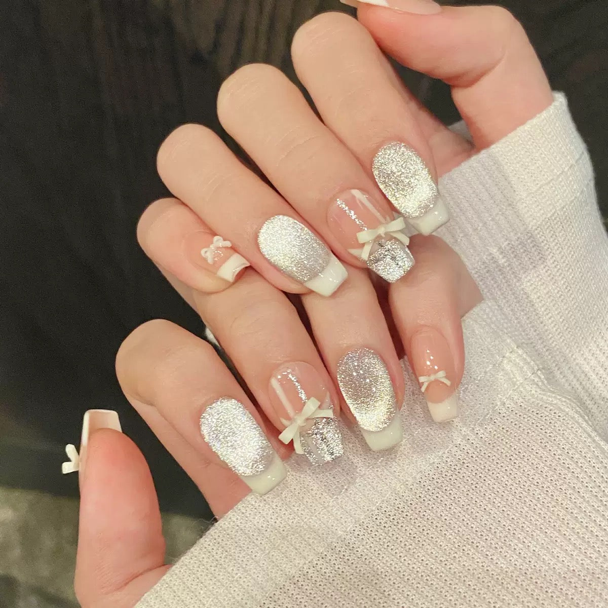 Elegant Bow French Nail