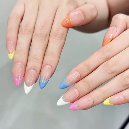 Rainbow Almond Nail