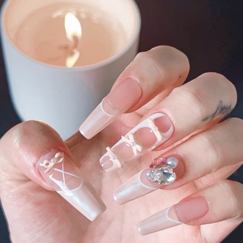 Pink Ballet Shoes-handmade nails