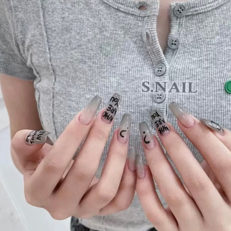 Dirty Grey Graffiti Nail Art