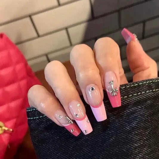 Pink Glitter Cross Nail Art