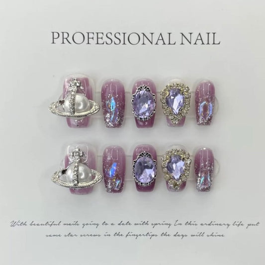 Large purple diamonds Nail