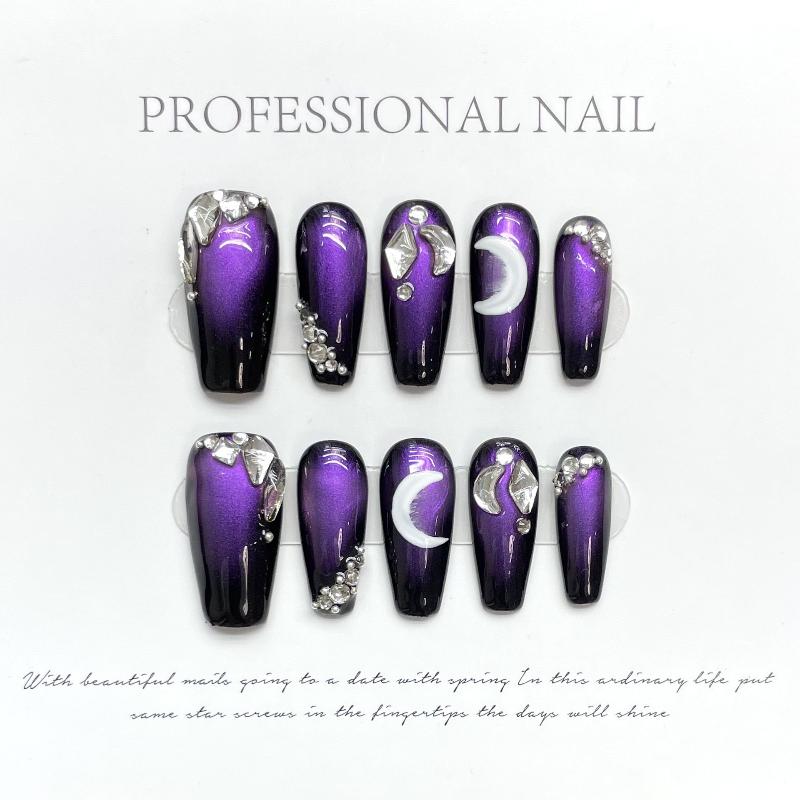 Moon Purple Nail Handmade Press On Nail