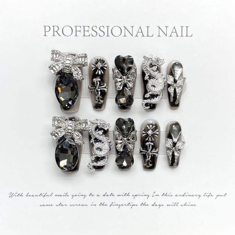 Dragon Black Nail Handmade Press On Nail