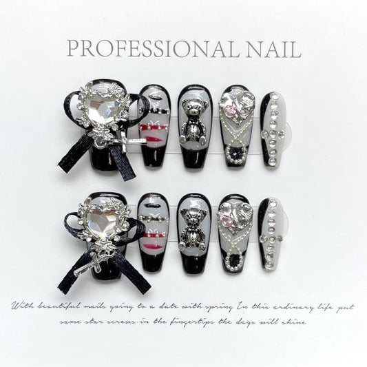 Masonry Love Black Bear Handmade Press On Nail