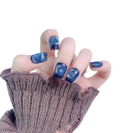 Dark Blue Cat Eye Nail