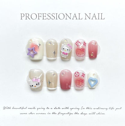 Hello Kitty Short Nail Handmade Press On Nail