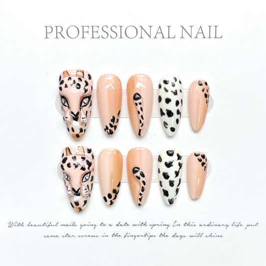 3D Leopard Handmade Press On Nail