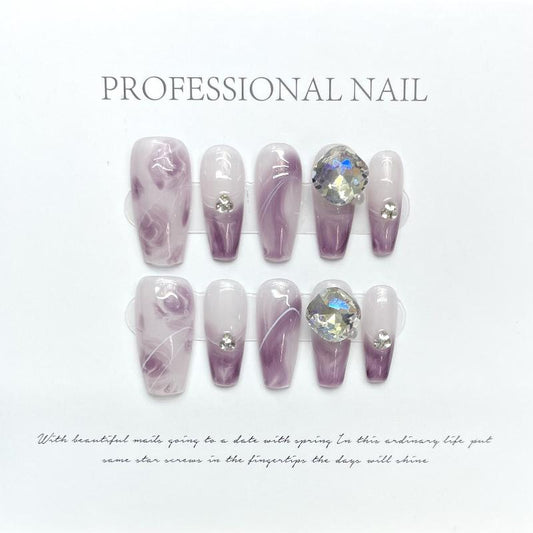 Purple Halo Nail Handmade Press On Nail