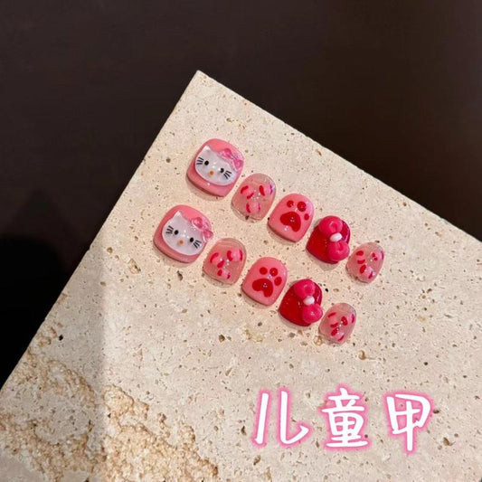 Hellokitty Short Kids Nails Handmade Press On Nails