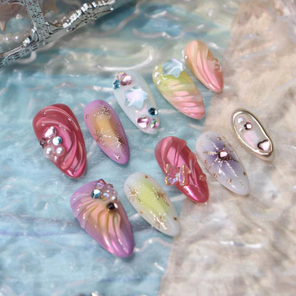 3D Seaside Style Handmade Press On Nail