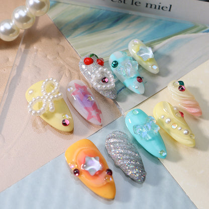 3D Ribbon Cute Nail Handmade Press On Nail