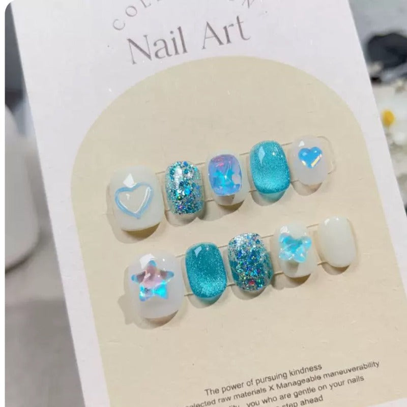 Blue Stars Handmade Press On Nail