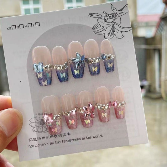 Butterfly French Nail Handmade Press On Nail