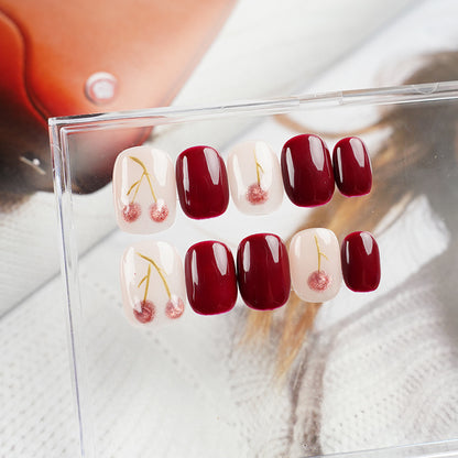 Cherry Red Nails Handmade Press On Nail