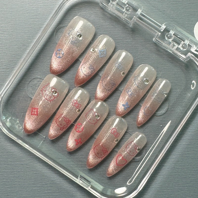 AB HelloKitty Cat Eye Press On Nail