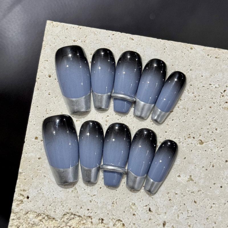 Dark Blue French Nail