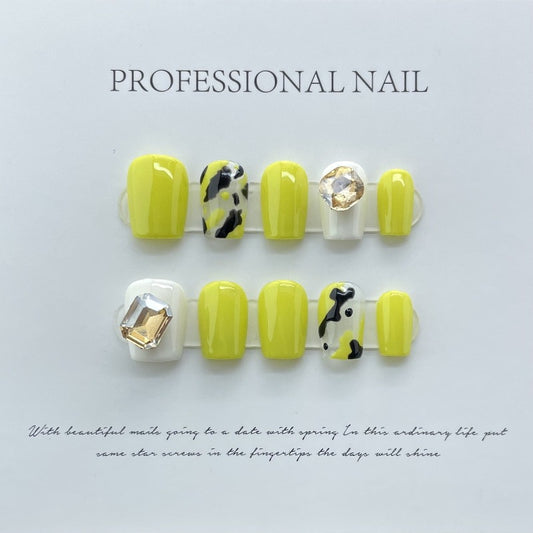 Bright Yellow  Handmade Press On Nail