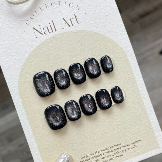 Black Cat's Eye  Handmade Press On Nail