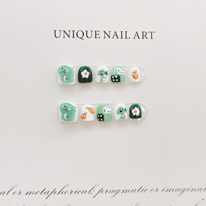 Green Shark Handmade Press On Nails