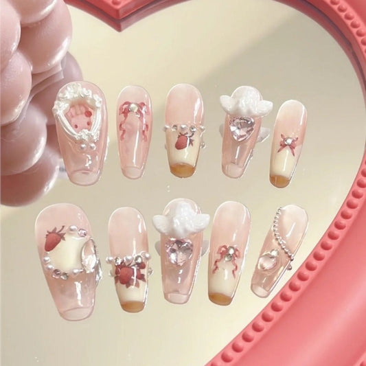 Rabbit Angel Heart Handmade Press On Nail