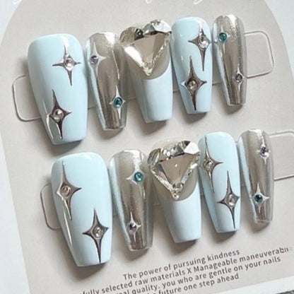 Blue Star Handmade Press On Nail