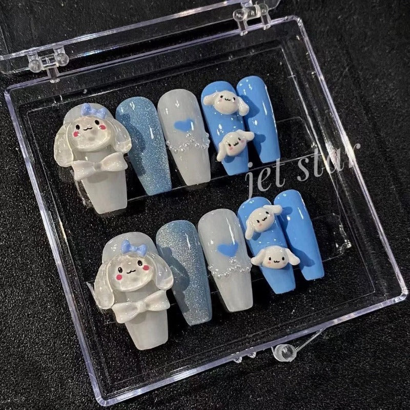 Blue Cinnamon Rabbit Handmade Press On Nail