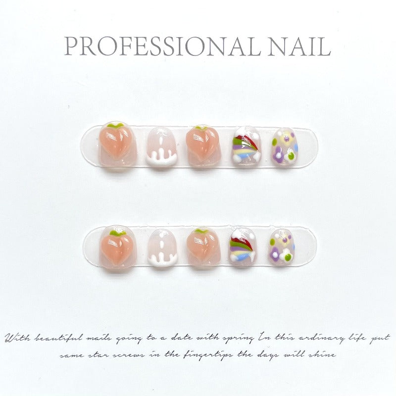 Sunshine Rainbow Peach Handmade Press On Nails