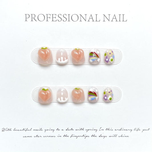 Sunshine Rainbow Peach Handmade Press On Nails