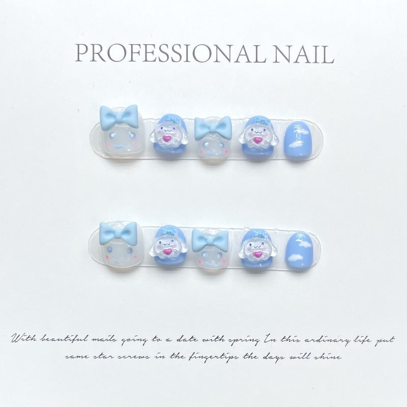 Cute Cinnamon Dog Handmade Press On Nails