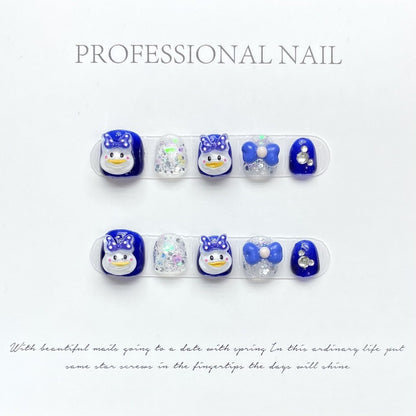 Blue Donald Duck Handmade Press On Nails