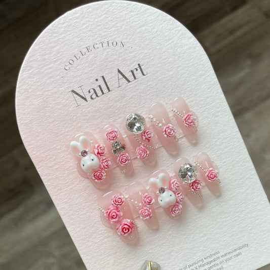 Bunny Rose Handmade Press On Nail