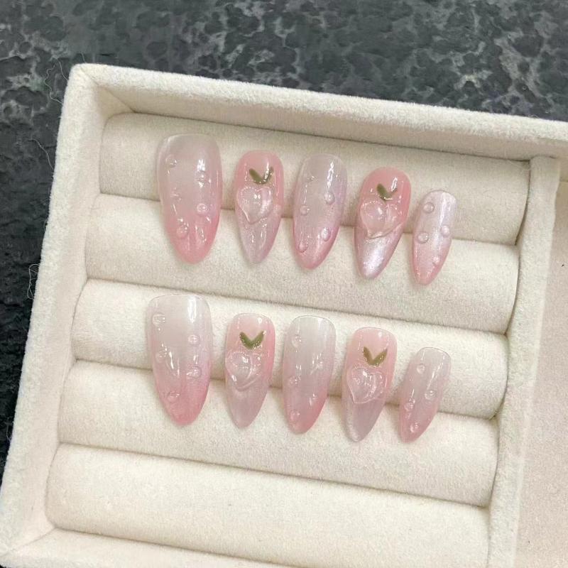 Peach Pink Nail Handmade Press On Nail