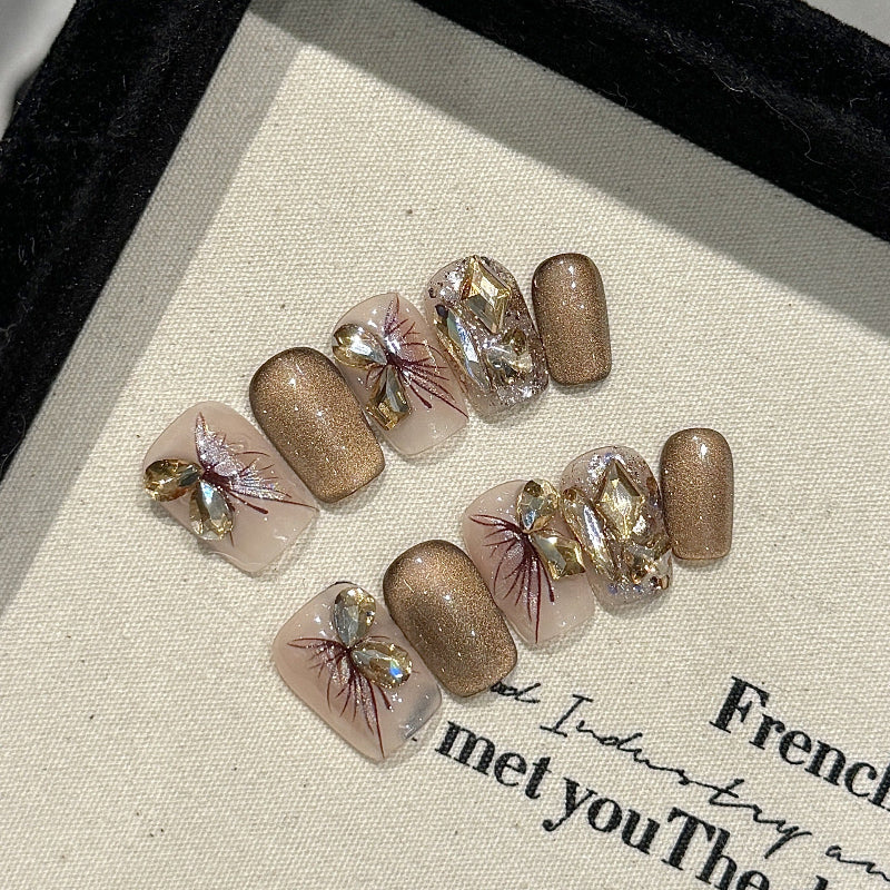 Butterfly Brown Short Nail