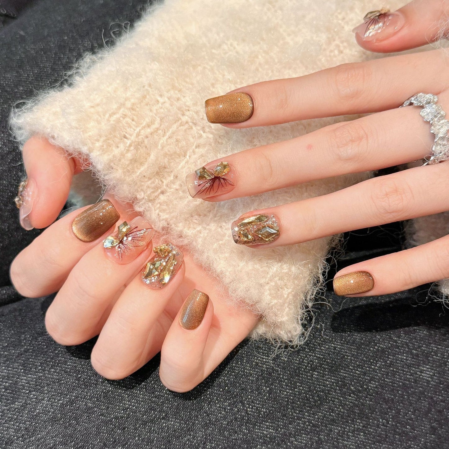 Butterfly Brown Short Nail