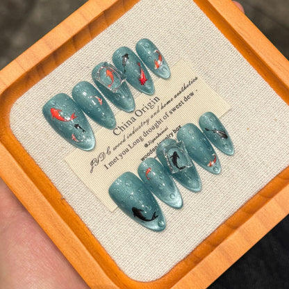 Goldfish Blue Nails