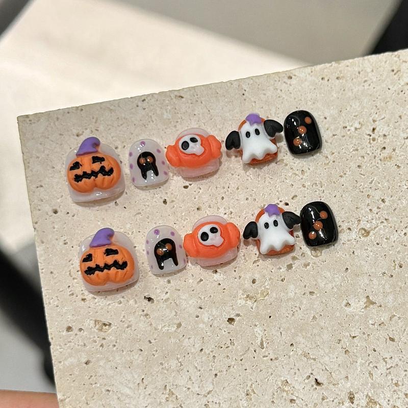 Halloween Pumpkin Kids Nails