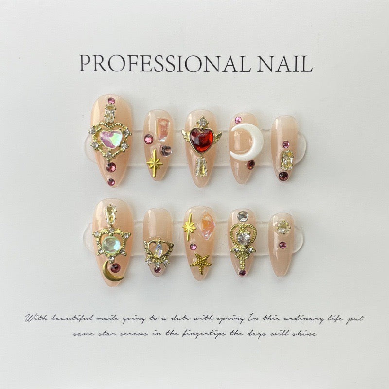 Water Ice Moon Series Wands Handmade Press On Nail