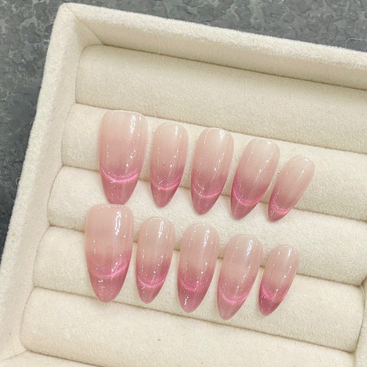 Pink Gradient French Nail Handmade Press On Nail