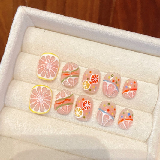 Summer Fresh Lemon  Handmade Press On Nail