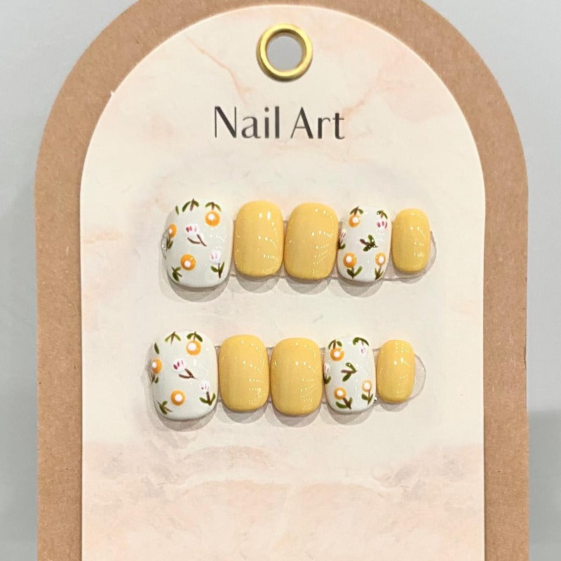 Little Yellow Flowers in Spring Handmade Press On Nail