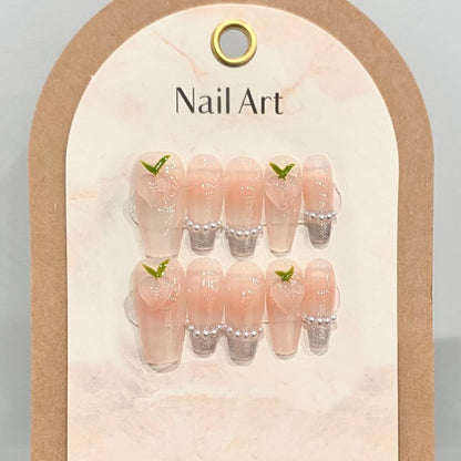 Nude Peach French Nail Handmade Press On Nail