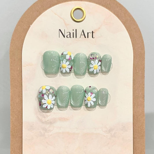 Oil Painting Style Spring Flower Handmade Press On Nail