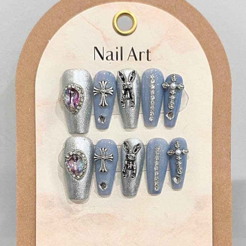 Saturn West Dowager Crocus Blue Nail Handmade Press On Nail