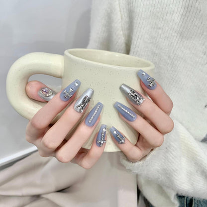 Saturn West Dowager Crocus Blue Nail Handmade Press On Nail